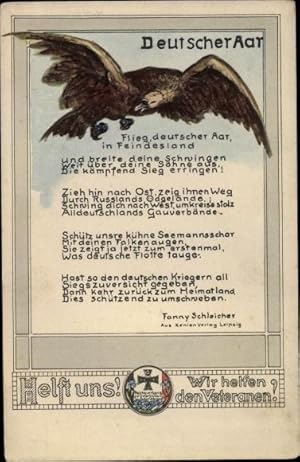 Gedicht Ansichtskarte / Postkarte Deutscher Aar, Wohlfahrtskarte, Reichsadler