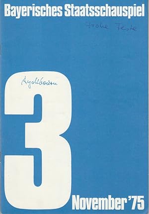 Image du vendeur pour Programmheft Alan Ayckbourn FROHE FESTE Premiere 20. November 1975 Residenztheater November 1975 Heft 3 mis en vente par Programmhefte24 Schauspiel und Musiktheater der letzten 150 Jahre