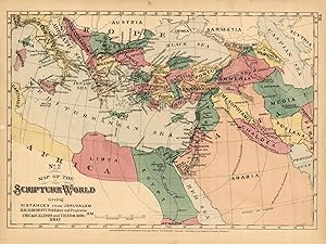 Image du vendeur pour Map of the Scripture World Giving Distances From Jerusalem mis en vente par Art Source International Inc.