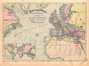 Image du vendeur pour The Scripture World and Surroundings Showing Relative Positions and Distances from New York, and Religions of the World mis en vente par Art Source International Inc.