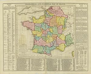Image du vendeur pour Geographical and Statistical Map of France mis en vente par Art Source International Inc.