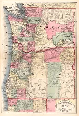 Seller image for New Rail Road and County Map of Washington and Oregon Territory for sale by Art Source International Inc.