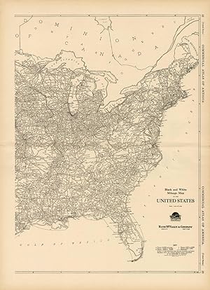 Seller image for Black and White Mileage Map of Eastern United States for sale by Art Source International Inc.