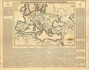 Image du vendeur pour Geographical and Historical Map of the Incursions of the Barbarians mis en vente par Art Source International Inc.