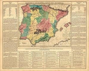 Image du vendeur pour Geographical and Statistical Map of Spain and Portugal mis en vente par Art Source International Inc.