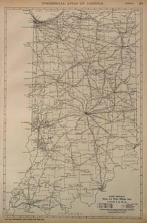 Image du vendeur pour Rand McNally Black and White Milage Map of Indiana mis en vente par Art Source International Inc.