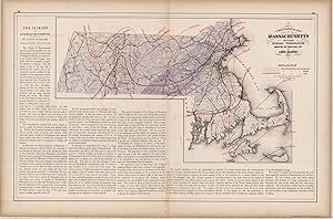 Bild des Verkufers fr Climatological Map of Massachusetts Showing the Average Temperature and Amount of Rainfall zum Verkauf von Art Source International Inc.