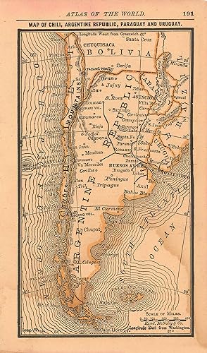 Seller image for Map of Chili, Argentine Republic, Paraguay and Uruguay for sale by Art Source International Inc.