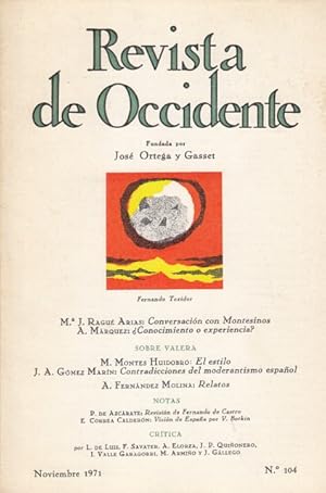 Imagen del vendedor de REVISTA DE OCCIDENTE N104. CONVERSACIN CON MONTESINOS; CONTRADICCIONES DEL MODERANTISMO ESPAOL Y OTROS a la venta por Librera Vobiscum