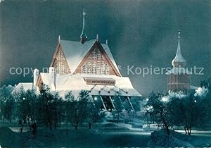 Postkarte Carte Postale 73595974 Kiruna Kyrkan Kirche Nachtaufnahme im Winter Kiruna
