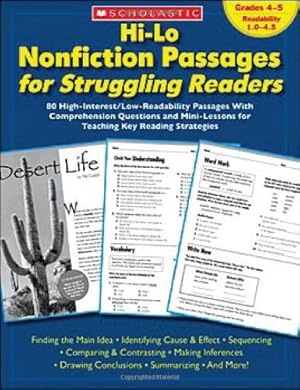 Seller image for Hi-Lo Nonfiction Passages for Struggling Readers: Grades 4 5: 80 High-Interest/Low-Readability Passages With Comprehension Questions and Mini-Lessons for Teaching Key Reading Strategies by Teaching Resources, Scholastic [Paperback ] for sale by booksXpress