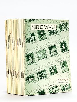 Image du vendeur pour Mieux Vivre. Revue Mensuelle. Direction artistique de Georges Besson. 31 Numros (1936-1939) Manger - Rire - Boire - Partir - Le Bain - Chasser - Danser - Jardins - L'Auto - Peindre - Le Chien - Le Camping - Les Fleurs - La Ferme - Chez Soi - Les Cartes - Le Cinma - Lire - Le Village - La Photographie - La Voile - Dormir - Ecrire - Le Lait - Le Music-Hall - Sculpter - La Marche - Les Boules - Le Poisson - Le Pain - Les Fruits Hors Srie mis en vente par Librairie du Cardinal