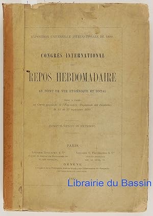 Exposition universelle internationale de 1889 Congrès international du repos hebdomadaire au poin...