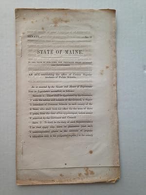 Seller image for AN ACT establishing the office of County Superintendents of Public Schools. Senate document Number 9 for sale by T. Brennan Bookseller (ABAA / ILAB)