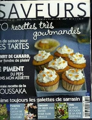 Bild des Verkufers fr Saveurs n 178 - Septembre - Octobre 2010 : Pas de saison pour les tartes - Le piment : du peps dans mon assiette -La vraie recette de la moussaka - J'aime toujours les galettes de sarrasin - 70 recettes trs gourmandes,etc. zum Verkauf von Le-Livre