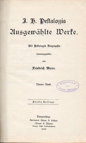 J.H. Pestalozzis Ausgewählte Werke Vierter Band