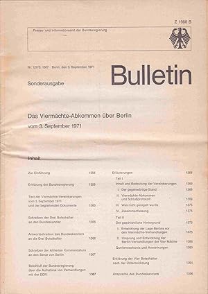 Das Viermächte-Abkommen über Berlin vom 3. September 1971. Bulletin Sondergabe