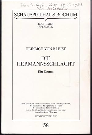 Bild des Verkufers fr Programmheft Kleist: Die Hermannsschlacht Premiere 10. November 1982 (= Programmbuch, Nr. 38) zum Verkauf von Graphem. Kunst- und Buchantiquariat