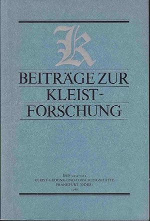 Seller image for Beitrge zur Kleist-Forschung 1988 for sale by Graphem. Kunst- und Buchantiquariat
