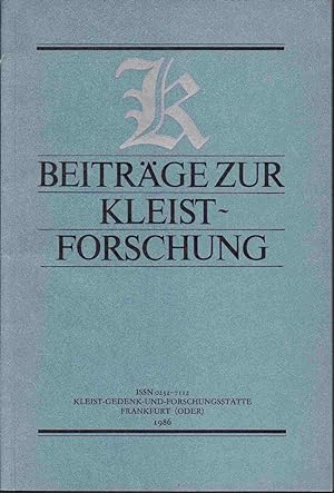 Seller image for Beitrge zur Kleist-Forschung 1986 for sale by Graphem. Kunst- und Buchantiquariat