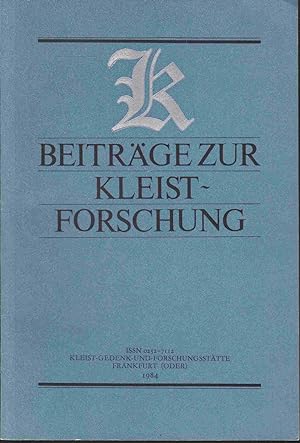 Bild des Verkufers fr Beitrge zur Kleist-Forschung 1984 zum Verkauf von Graphem. Kunst- und Buchantiquariat