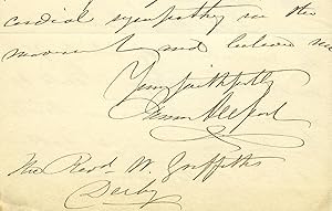 Autograph letter, signed "James Allport," to a Rev. W. Griffiths, Derby