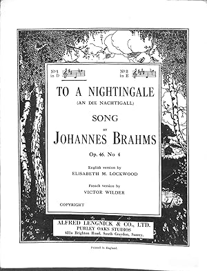 Seller image for To A Nightingale An Die Nachtigall Op. 46. No 4 for sale by WeBuyBooks