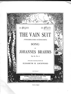 Seller image for The Vain Suit Vergebliches Standchen Song Op. 84 No 4. for sale by WeBuyBooks