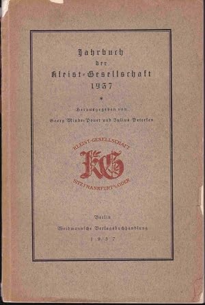 Bild des Verkufers fr Jahrbuch der Kleist-Gesellschaft 1937 zum Verkauf von Graphem. Kunst- und Buchantiquariat