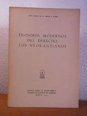 Bild des Verkufers fr Filosofos modernos de derecho. Los Neokantianos zum Verkauf von Antiquariat Weber