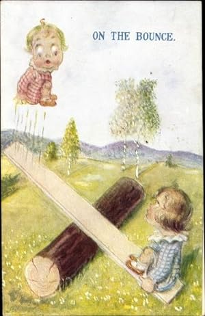 Ansichtskarte / Postkarte Kinder auf einer Wippe, On the bounce