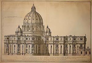 Bild des Verkufers fr Veduta esteriore del fianco della Gran Basilica Vaticana dalla parte di mezzo giorno, architettura di Michel Angelo Buonarroti zum Verkauf von Libreria Ex Libris ALAI-ILAB/LILA member