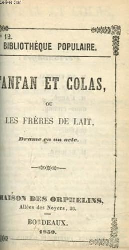 Seller image for Fanfan et Colas ou les frres de lait (Bibliothque populaire n12) for sale by Le-Livre