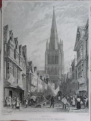 Imagen del vendedor de Bristol. View in Redcliffe Street with the Spire Restored. a la venta por theoldmapman