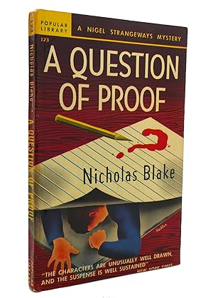 Imagen del vendedor de A QUESTION OF PROOF a la venta por Rare Book Cellar