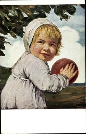 Künstler Ansichtskarte / Postkarte Zumbusch, Ludwig von, Kind mit Ball
