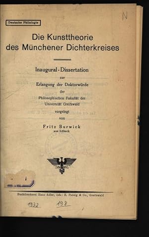 Bild des Verkufers fr Die Kunsttheorie des Mnchner Dichterkreises. zum Verkauf von Antiquariat Bookfarm