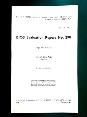 Immagine del venditore per BIOS Evaluation Report No. 290. AGRICULTURAL MACHINERY.Target No. C31 /475 Heinrich Lanz A.G., Mannheim. 1946. British Intelligence Objectives Sub-Committee. venduto da Tony Hutchinson