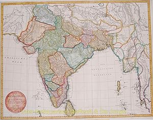 Image du vendeur pour Charte von Hindostan und der Halbinsel nach Rennels, Campbells, Pringles, Diroms Zeichnungen entworfenLarge folding decorative map of the Indian subcontinent mis en vente par Inter-Antiquariaat Mefferdt & De Jonge