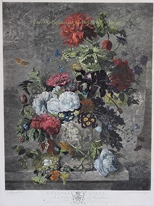 Imagen del vendedor de A Flower Piece, mezzotint print made by Richard Earlom after a painting by Jan van Huysum, published by John Boydell in London June 25, 1778 a la venta por Inter-Antiquariaat Mefferdt & De Jonge