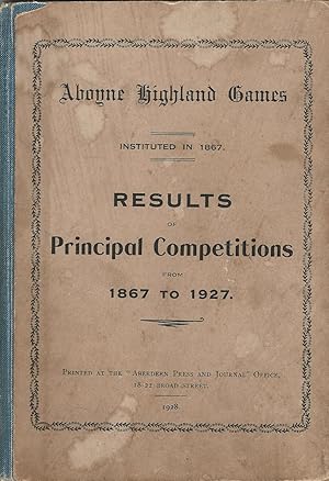Aboyne Highland Games: Results of Principal Competitions from 1867 to 1927