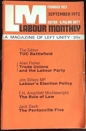 Bild des Verkufers fr Labour Monthly A Magazine Of Left Unity September 1972 Vol.54 No.9 zum Verkauf von Shore Books
