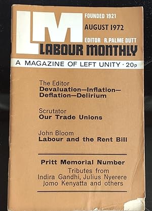 Bild des Verkufers fr Labour Monthly A Magazine Of Left Unity August 1972 Vol.54 No.8 zum Verkauf von Shore Books