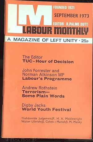 Bild des Verkufers fr Labour Monthly A Magazine Of Left Unity September 1973 Vol.54 No.12 zum Verkauf von Shore Books