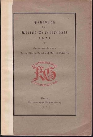 Bild des Verkufers fr Jahrbuch der Kleist-Gesellschaft 1921 zum Verkauf von Graphem. Kunst- und Buchantiquariat