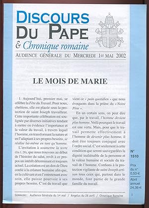 Seller image for Discours du Pape & Chronique romaine n1510. Audience gnrale du mercredi 1er mai 2002 - Le mois de Marie for sale by LibrairieLaLettre2