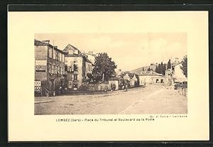 Carte postale Lombez, Place du Tribunal et Boulevard de la Poste