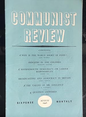 Immagine del venditore per Communist Review August 1946 venduto da Shore Books