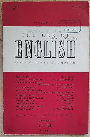 Imagen del vendedor de The Use of English, Autumn 1960, Volume XII, Number 1 a la venta por Shore Books