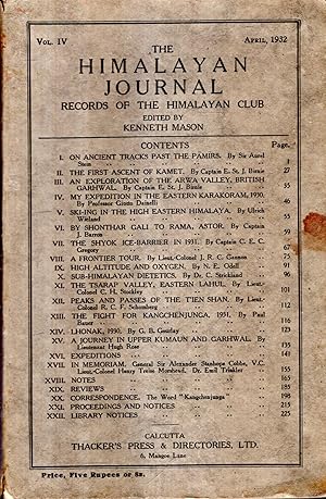 Imagen del vendedor de The Himalayan Journal : Records of the Himalyan Club, volume IV (4) April 1932 a la venta por Pendleburys - the bookshop in the hills